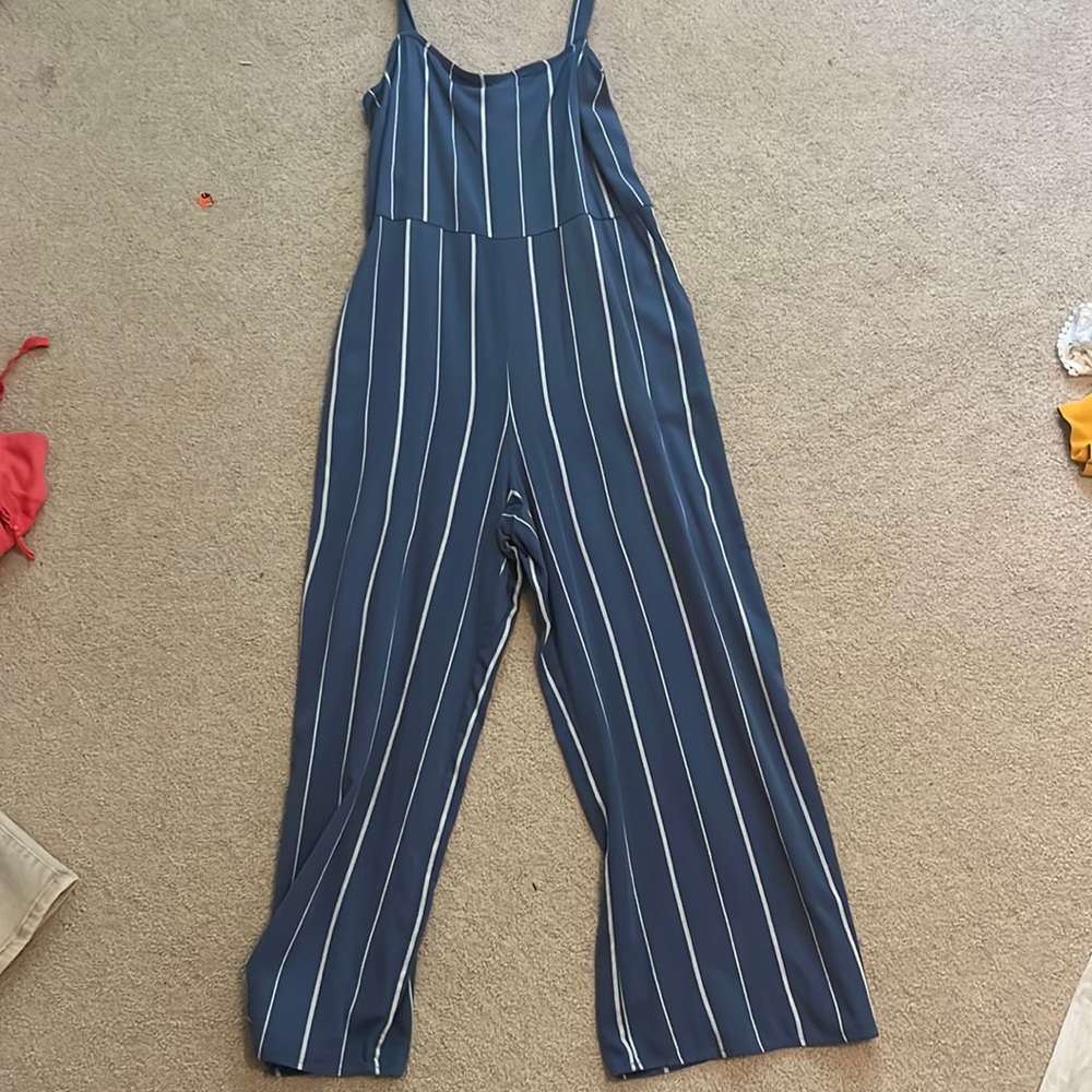 Gap Blue and white striped jumpsuit